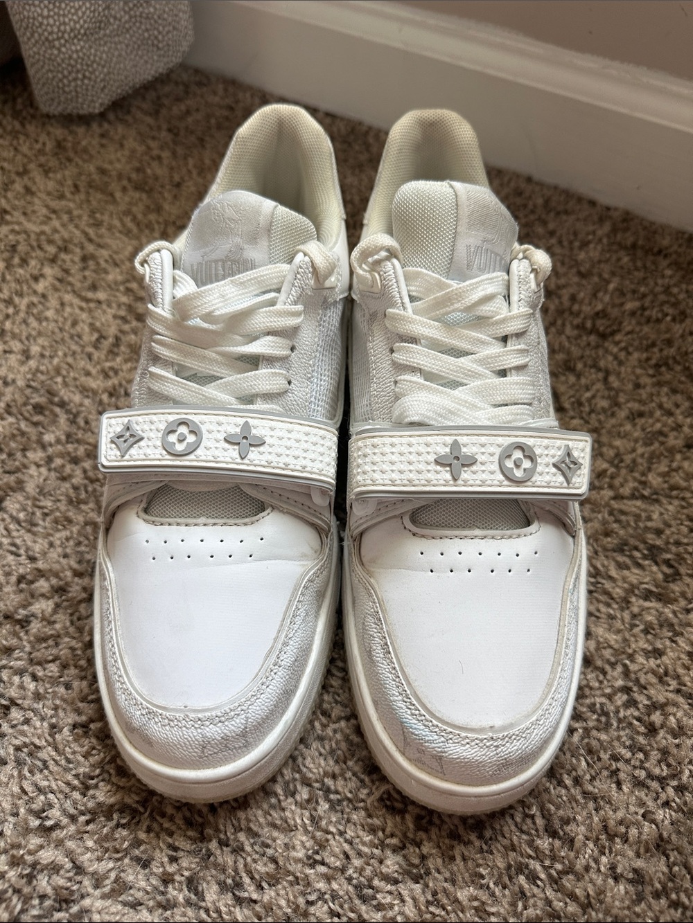 Louis Vuitton White Leather Strap Sneakers